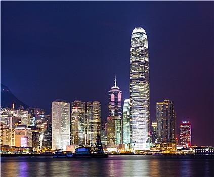 香港,城市天际线,夜晚