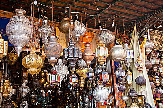 摩洛哥,灯,灯笼,金属,锻铁,露天市场,市场,麦地那,历史,地区,玛拉喀什,非洲
