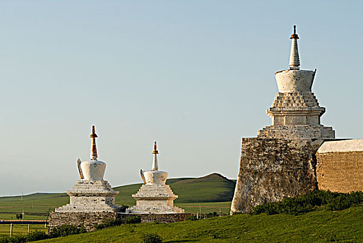 佛塔,墙壁,寺院,喀喇昆仑,省,蒙古,亚洲