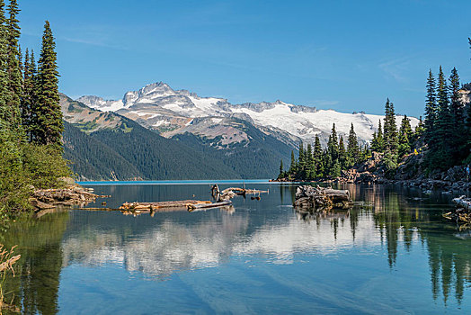 湖,青绿色,高山湖,反射,山脉,山,欺骗,顶峰,冰河,省立公园,不列颠哥伦比亚省,加拿大,北美