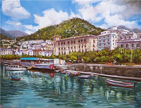 海边风景,油画