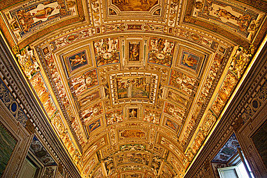 意大利,罗马,梵蒂冈,梵蒂冈博物馆,天花板,画廊,地图