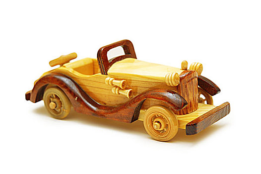 木质,模型,复古,汽车,隔绝,白色背景
