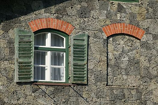 窗户,砖砌,特色,建筑,高山,山麓,上巴伐利亚,德国