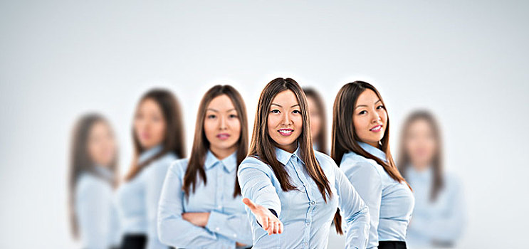 工作,概念,美女,亚洲人,职业女性,站立,不同,姿势