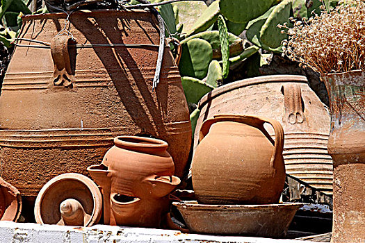 粘土,陶瓷,罐,空气,博物馆,传统,克里特岛,生活,希腊,欧洲