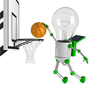 太阳能,电灯泡,机器人,篮球