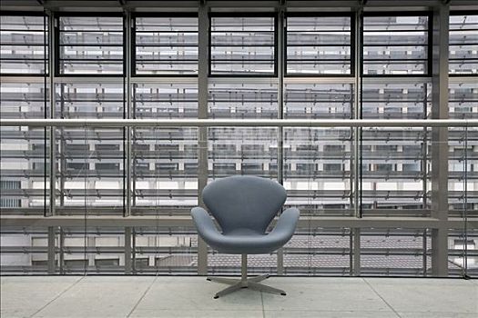 一个,椅子,站立,大厅,现代办公室,建筑