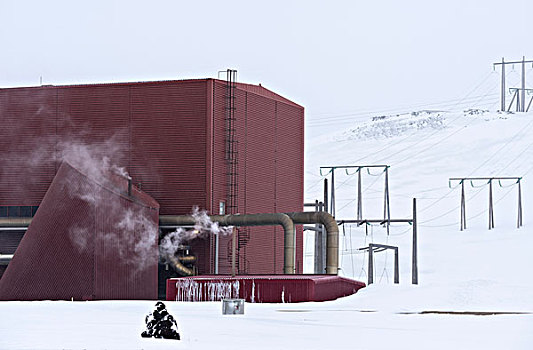 地热发电站,靠近,火山,湖,米湖,冰岛,大幅,尺寸