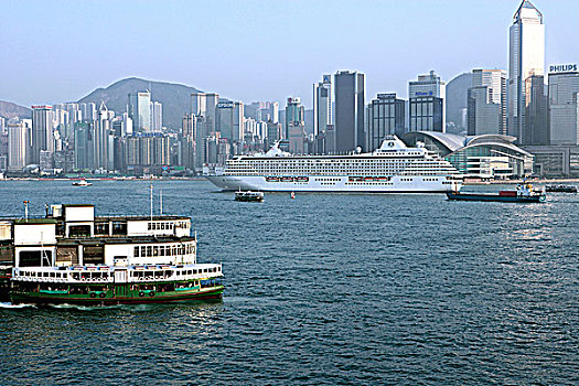 船只,离开,维多利亚港,香港