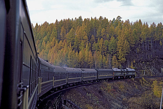 俄罗斯,西伯利亚,高速列车,旅行,风景