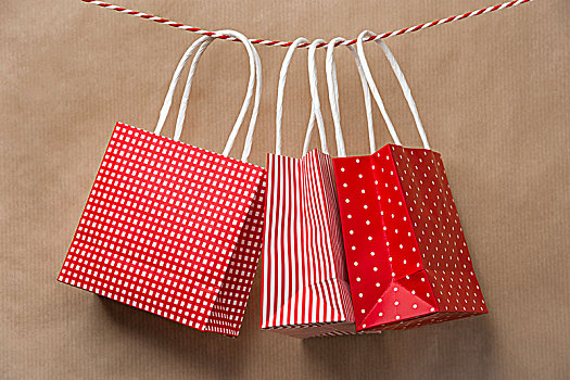 红色,礼品包装,纸袋,悬挂,丝带,老,牛皮纸,背景