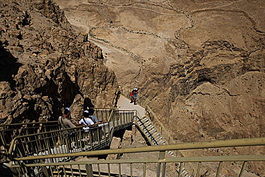 攀登,楼梯,古老,要塞,马萨达,以色列