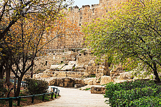 人行道,户外,哭墙,耶路撒冷,以色列