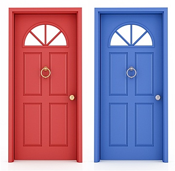 红色,蓝色,入口,门