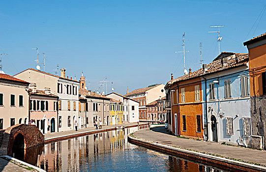 房子,运河,左边,费拉拉,艾米利亚罗马涅,意大利,欧洲