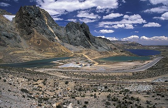 水塘,山坡,安第斯山,秘鲁
