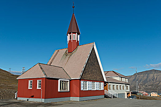 斯匹次卑尔根岛,教堂,我们,斯瓦尔巴特群岛,世界,朗伊尔城,挪威,欧洲