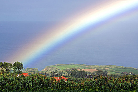 彩虹,岛屿,亚速尔群岛,葡萄牙,欧洲