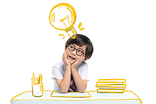 小男孩在學習