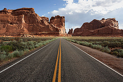 道路,岩石构造,拱,科学,拱门国家公园,犹他,美国,北美
