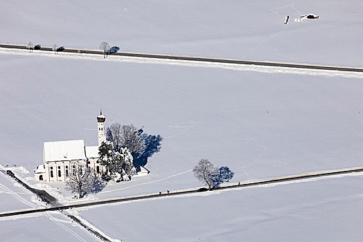 教堂大街,冬天,俯视,巴伐利亚,德国,欧洲