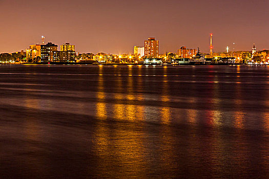 北美,美国,密歇根,夜景,加拿大,运输