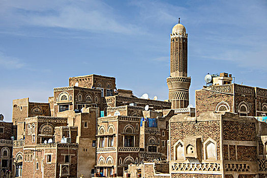 尖塔,老城,世界遗产,也门,亚洲