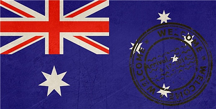 欢迎,澳大利亚,旗帜,护照