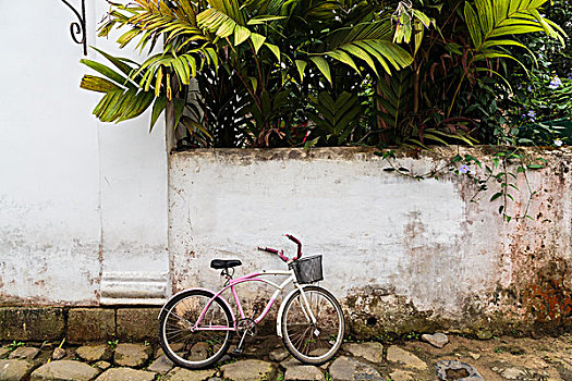 南美,巴西,自行车,靠着,鹅卵石,街道