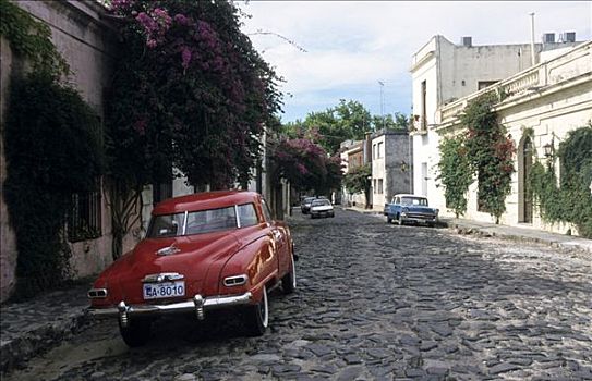 老爷车,鹅卵石,道路,萨克拉门托,乌拉圭,南美