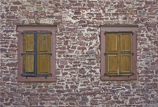 石墙,老,窗户