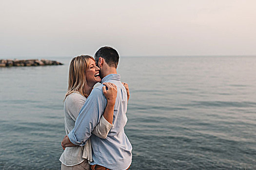 浪漫,情侣,搂抱,安大略湖,多伦多,加拿大