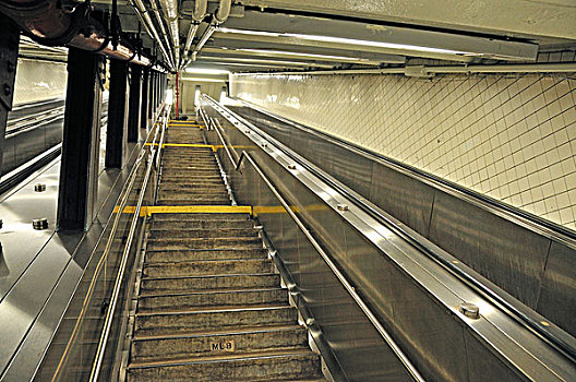 楼梯,扶梯,地铁,曼哈顿,纽约,美国,北美
