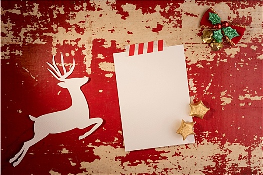 圣诞节,鹿,纸,卡片,俯视,模版