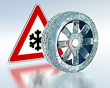 汽车,轮胎,冰,交通,警告,标识,雪,道路,象征,图像,使用,冬天