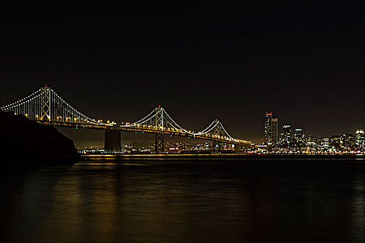 旧金山,奥克兰湾大桥,夜晚,加利福尼亚,美国