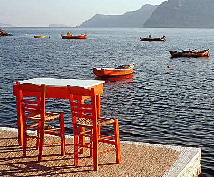 桌子,椅子,萨摩斯岛,希腊