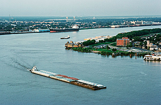 驳船,搬进,河,密西西比河,密西西比,美国