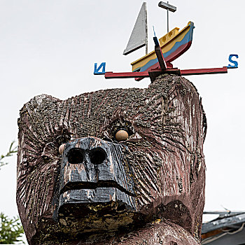 木质,雕塑,港口,河,海洋,新斯科舍省,加拿大