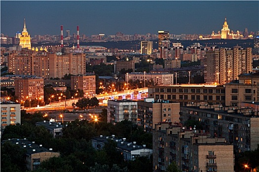 夜晚,莫斯科,城市