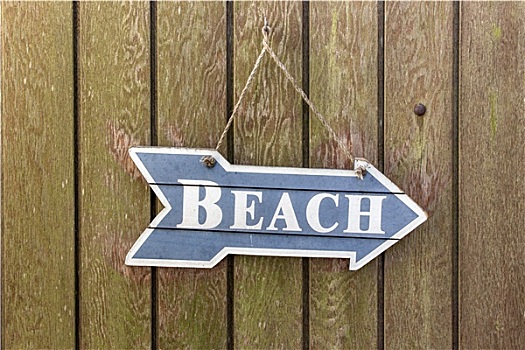 木墙,标识,箭头,文字,海滩