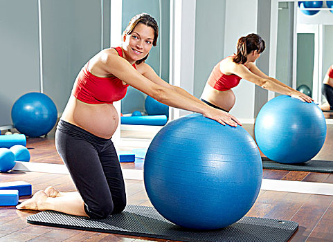 孕妇,训练,锻炼,健身房,室内