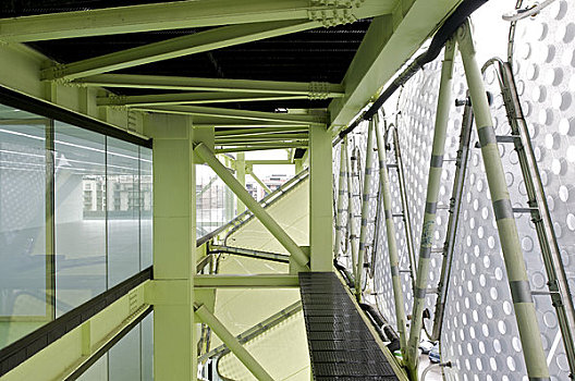 巴塞罗那,2009年,展示,钢铁,框架,建筑,紧急出口