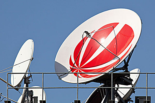 标识,电视,车站,碟形卫星天线,屋顶,媒体,巴伐利亚,德国,欧洲