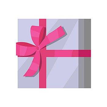 银,礼盒,粉色,丝带,一个,灰色,设计,漂亮,礼物,盒子,压制,蝴蝶结,象征,圣诞礼物,隔绝,矢量,插画