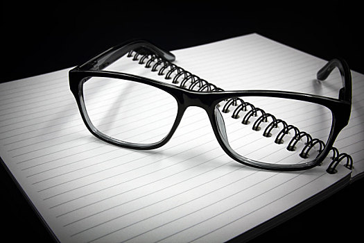 笔记本,眼镜,黑色背景,背景
