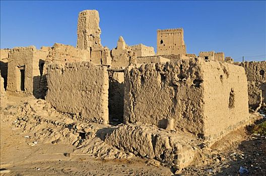 历史,砖坯,要塞,老城,沙尔基亚区,区域,阿曼苏丹国,阿拉伯,中东