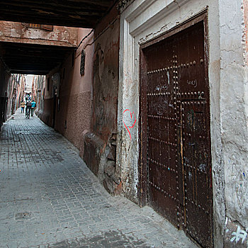 人,狭窄街道,麦地那,马拉喀什,摩洛哥