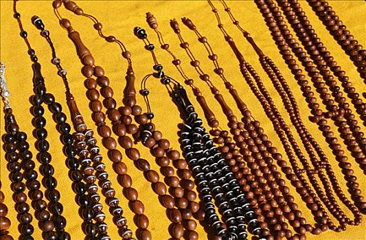 土耳其人,木质,念珠,男人,展示,出售,伊斯坦布尔,土耳其